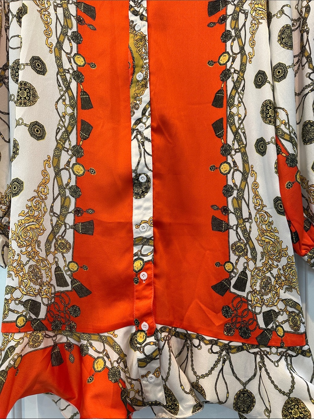 PrettyLittleThing Orange Chain-Trim Button Dress - Picture 2 of 6